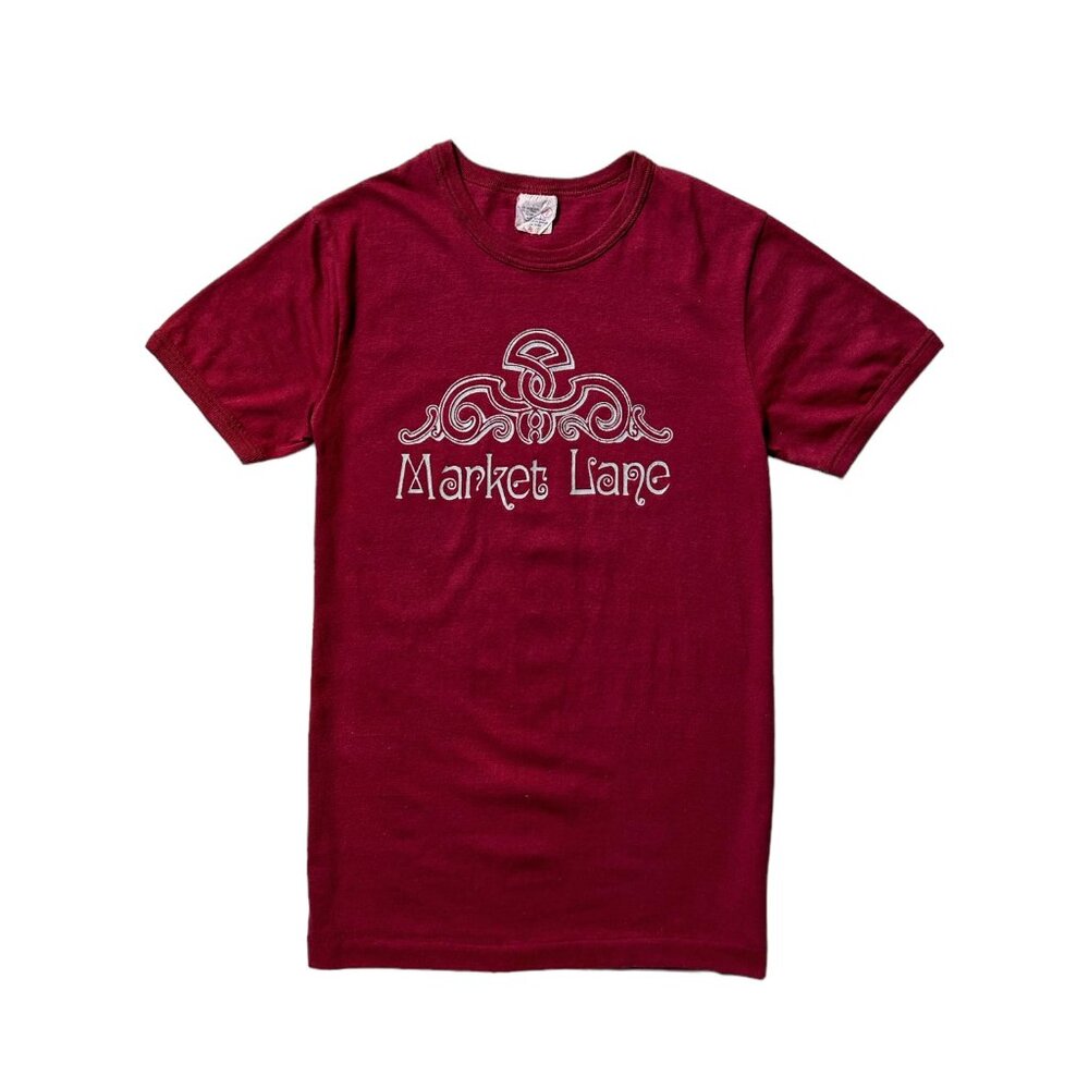70s Vintage Market Lane T-shirt St. Lawrence Market Toronto Canada Burgundy.